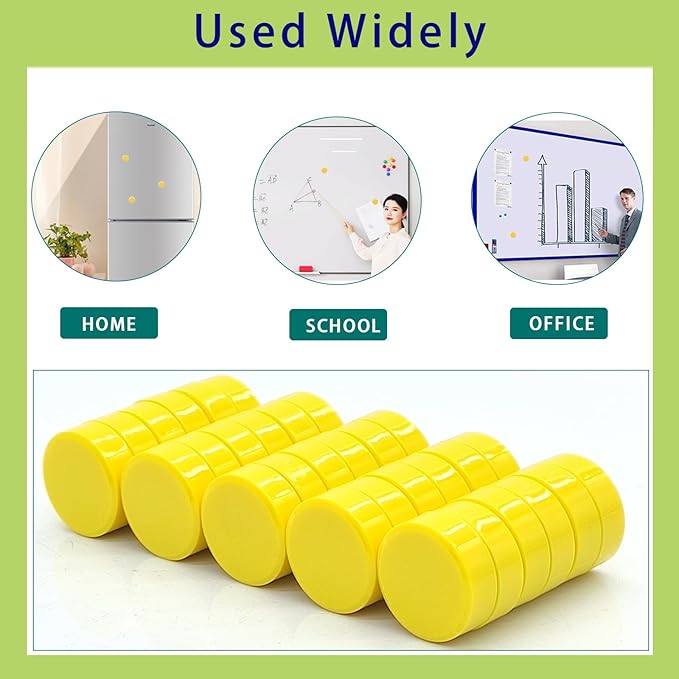 Fridge Magnets, 30 Pcs Strong Refrigerator Magnets,Heavy Duty Round Small Magnets for Whiteboard Fridge Locker Craft,Decorative Cute Mini Magnet for School Classroom Office Kitchen Home, Yellow