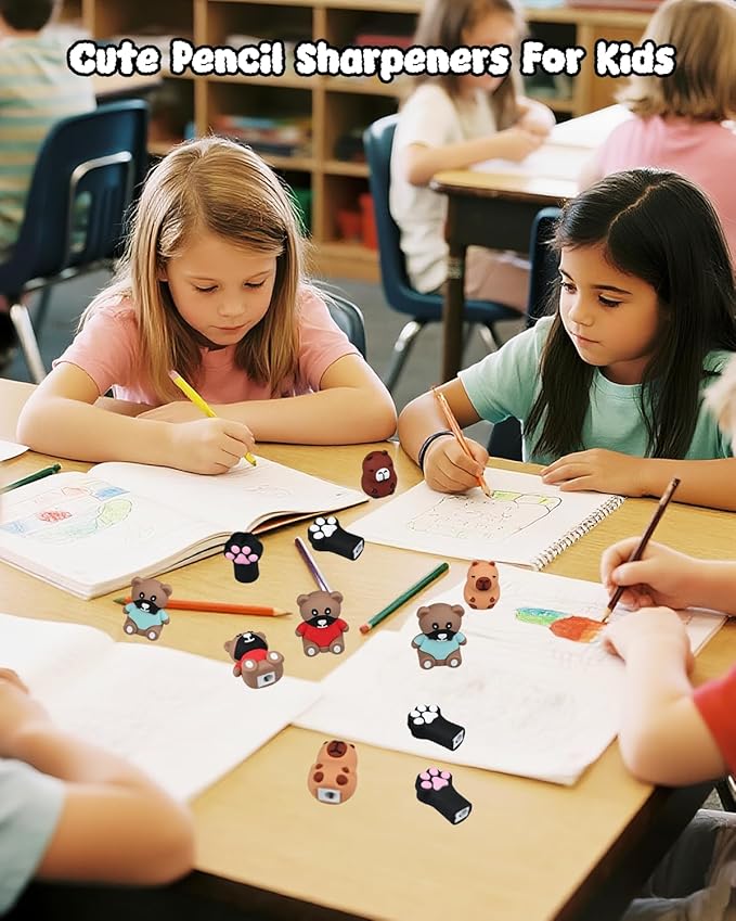 30 PCS Cute Pencil Sharpeners for Kids, Fun Pencil Sharpeners Bulk, Kids Pencil Sharpener Manual, Colored Pencils Sharpeners for Party Favors (12)