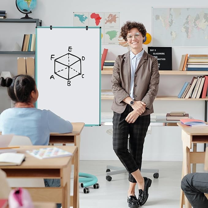 Mobile Whiteboard on Wheels, 40x26 Inches Magnetic Dry Erase Board with Stand, Standing Dry Erase Board with Paper Pads, Portable Rolling White Board for Classroom, School, Office, Home, Teacher