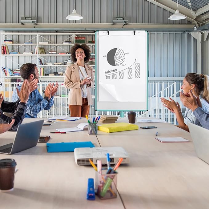 Mobile Whiteboard on Wheels, 40x26 Inches Magnetic Dry Erase Board with Stand, Standing Dry Erase Board with Paper Pads, Portable Rolling White Board for Classroom, School, Office, Home, Teacher