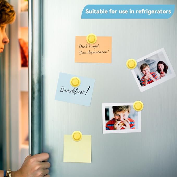 ZDZBLX Fridge Magnets 28 Pack, Strong Refrigerator Magnets Small Heavy Duty Mini Magnet, Cute Round Magnets for Whiteboard Fridge Locker Classroom Office Use, Decorative Yellow Magnet for Home, School