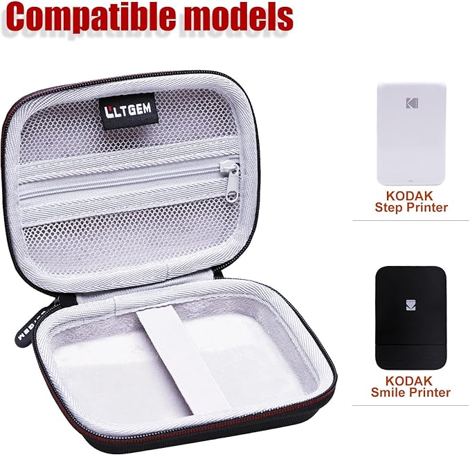 LTGEM Hard Case Compatible with Kodak Step Mobile Photo Mini Color Printer/Kodak Smile Instant Digital Printer - Protective Travel Carrying Storage Bag