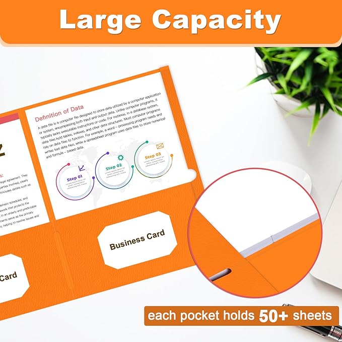 Folders with Pockets, LAYZZ 60 Pack Paper Pocket Folders, 2 Pocket Folders Fits Letter Size Paper, for School Office and Home (Orange)