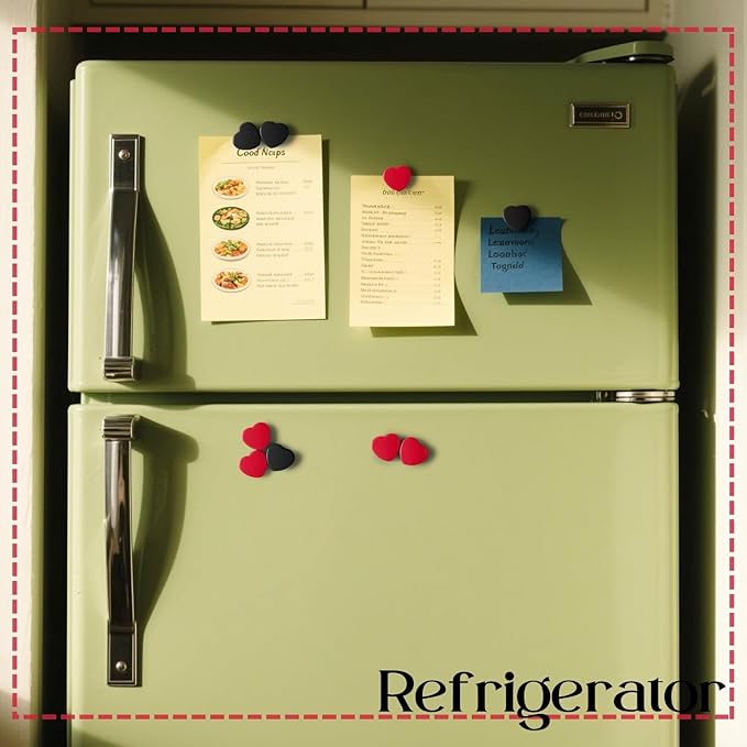 ZDZBLX Fridge Magnets - 20PCS Heart Strong Refrigerator Magnets - Heavy Duty Small Magnets for Whiteboard, Locker, Office & School - Cute Decorative Magnet for Home, Kitchen, Crafts, Map (Red+Black)