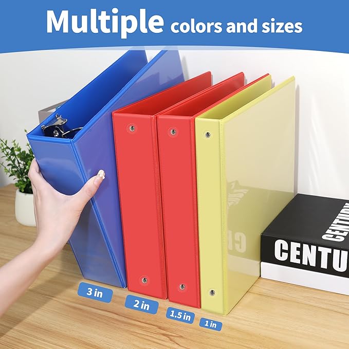 SUNEE 3 Ring Binder 1.5 Inch 1 Pack, Clear View Binder Three Ring PVC-Free (Fit 8.5x11 Inches) for School or Office Supplies, Blue