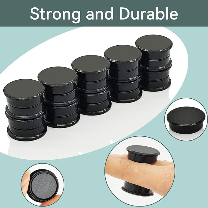 Fridge Magnets - 30 PCS Refrigerator Magnets, Small Magnets for Whiteboard, Round Strong Heavy Duty Magnet Cute Mini Whiteboard Magnet for Fridge Locker Classroom Office (Black)
