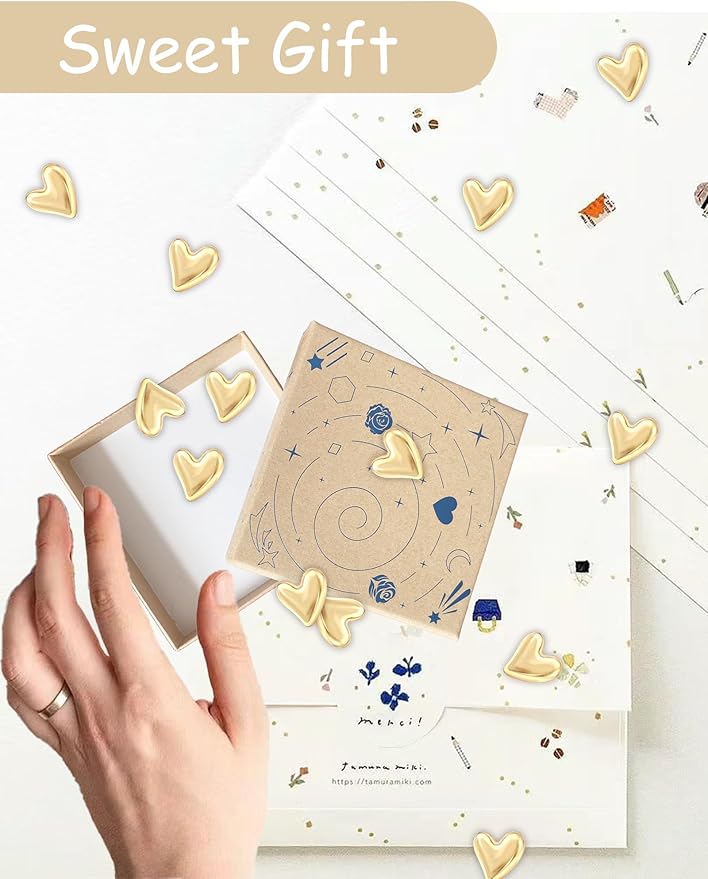 24PCS Gold Fridge Magnets Cute Love Heart Refrigerator Magnets, Decorative Magnets for Whiteboard Cabinet Locker, Lovely Fun Magnets for Classroom Home Kitchen Office