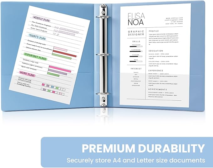 1.5 Inch Binders 3 Ring 4 Pack, PVC Free 1 1/2 View Binder (Fits 8.5" x 11" Letter Size Papers), Perfect for School & Office Supplies, Pastel Colors