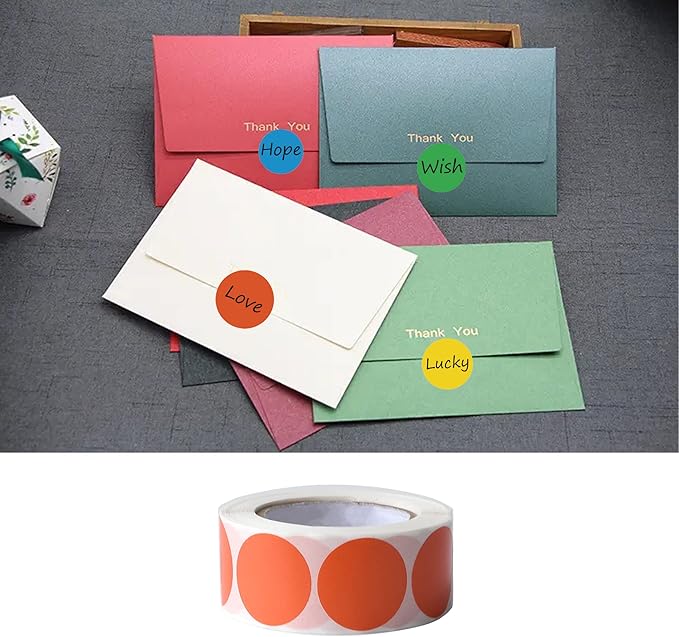 1000 Pieces 1 Inch Round Color Coding Labels Writable Circle Dot Labels Self Adhesive Color Round Stickers for Inventory Home Organize, File Classification(2 Rolls, Orange)