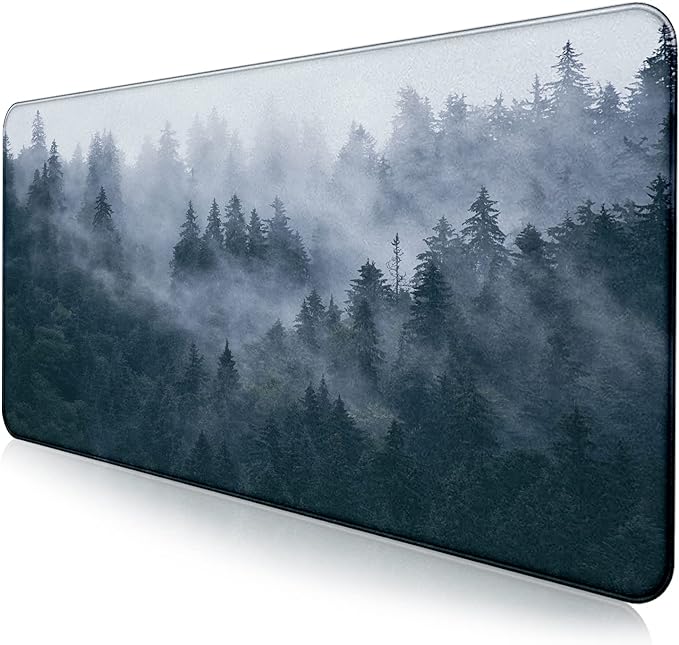 Large Extended Gaming Mouse Pad with Stitched Edges, Non-Slip Waterproof Rubber Base Mouse Pad for Office, Computer, Keyboard, Laptop and Home Desk Pad 35.4 x 15.7 x 0.12 Inch (Grey Forest)