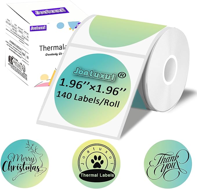 2 inch Round Thermal Labels for T50M Pro/M110/M120/M220 Label Maker, Thermal Printer Labels for Barcode, Shipping, Customized, Circle Direct Thermal Stickers 140 PCS/1 Roll, Gradient Green