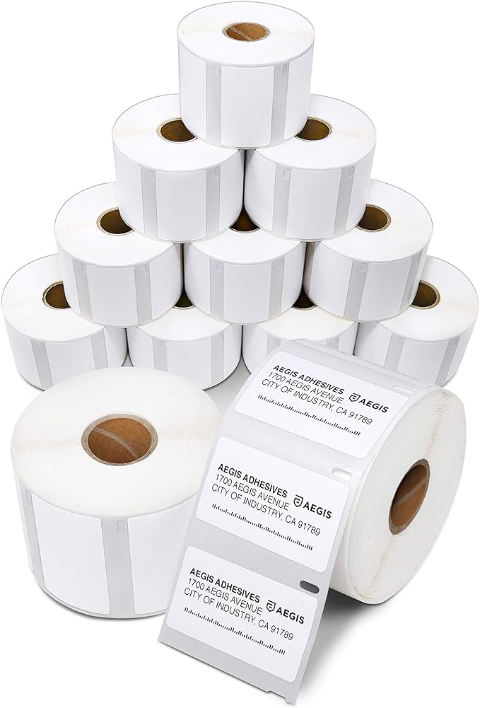 Aegis Adhesives - Compatible Direct Thermal Labels Replacement for DYMO 30334 (2-1/4" X 1-1/4") Barcode, UPC - Use with Labelwriter 450, 450 Turbo, 4XL Printers (12 Rolls)