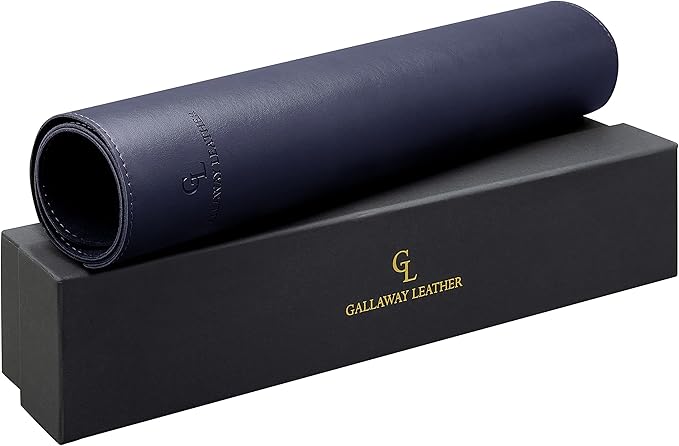 Gallaway Leather Desk Pad – 25 x 17 inch - Desk Mat Home Office Desk Accessories Desktop Protector XXL Mouse Pad Writing Desk Blotter - Navy Blue - Medium