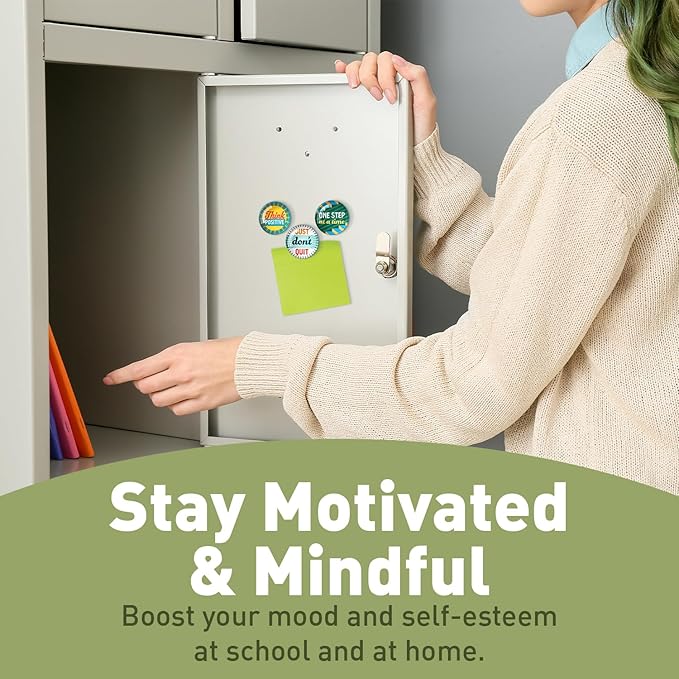 S&O Set of 15 Inspirational Magnets for Fridge - 1.5" Decorative Pins for Refrigerator - Cute Clips for Office - Motivational Buttons - Affirmation Emblems - Locker Charms for Boys & Girls