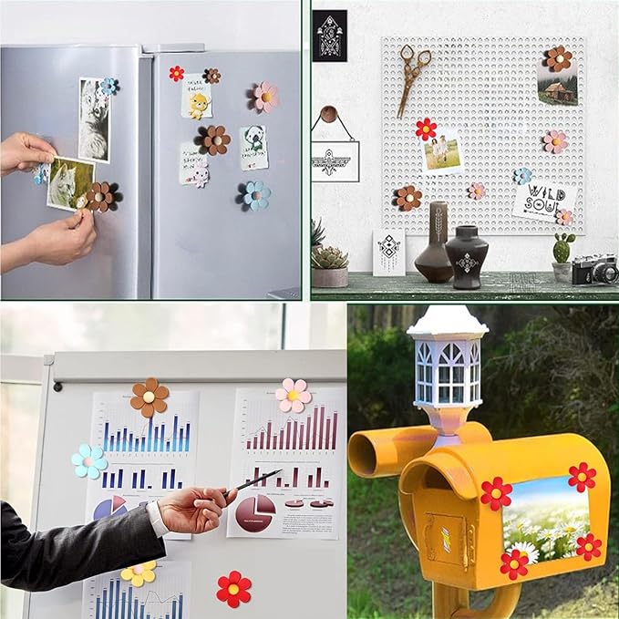 3D Flower Fridge Magnets Cute Flower Magnets for Fridge Whiteboard Office Locker Colorful Kitchen Decor Post Outdoor Publicity Posters 16PCS (8Large+8 Medium) 8 Colors