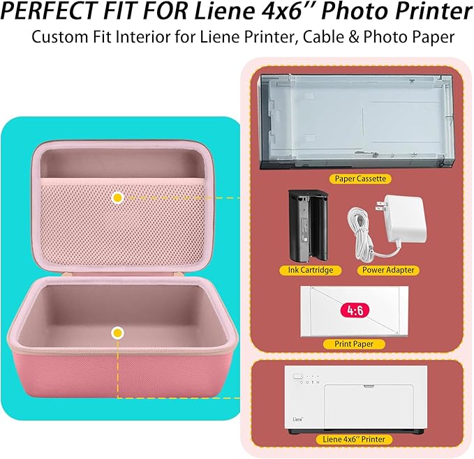 khanka Case Compatible with M100 M200 Liene 4x6'' Photo Printer, Wi-Fi Picture Printer,Case Only(Pink)