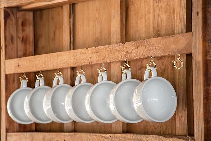 PlusRoc 20 Pack Q-Hanger String Light Hooks - Gold Cup Hooks for Hanging Lights, Plants; Screw in Ceiling & Wall Mount
