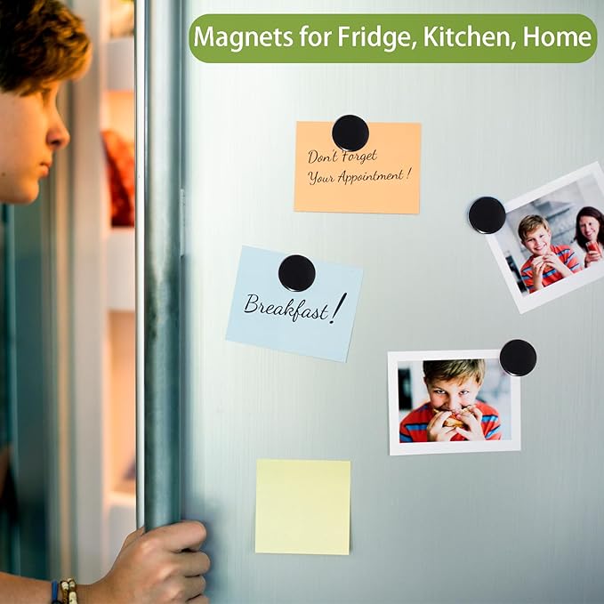 Refrigerator Magnets - 30 Pack Strong Mini Round Magnets for Fridge, Locker, Office, Classroom, Kitchen, Black