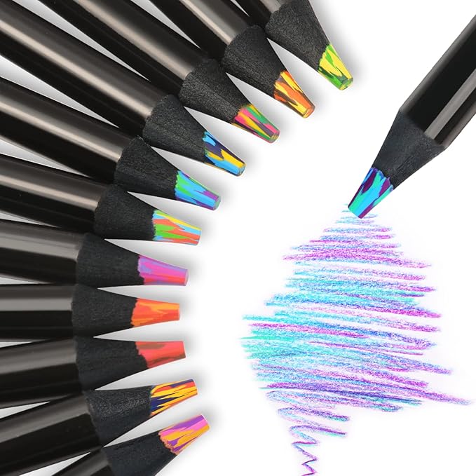 nsxsu 24 Pieces Rainbow Pencils, Jumbo Colored Pencils for Adults, Multicolored Pencils for Art Drawing, Coloring, Sketching
