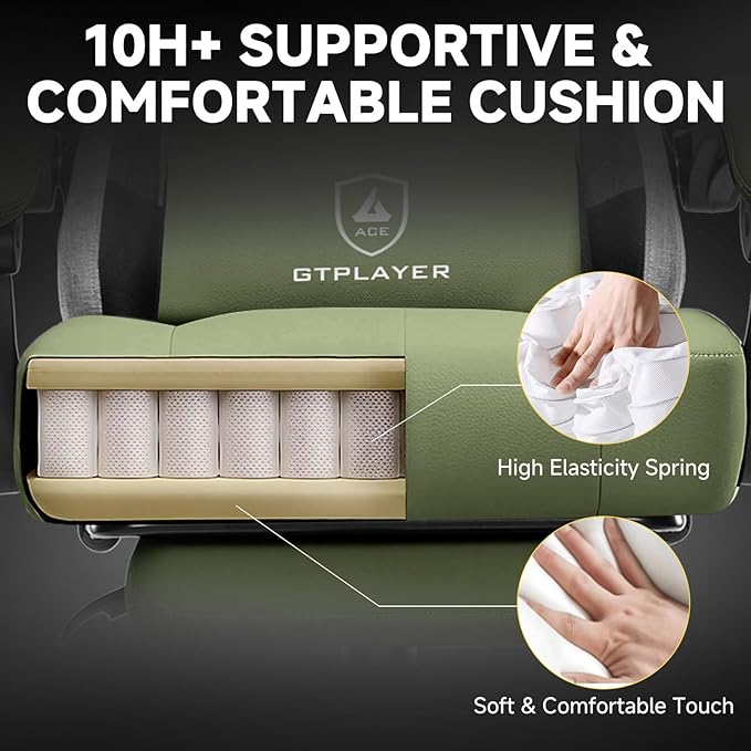 GTPLAYER Gaming Chair, Fabric Computer Office Chair with Pocket Spring Cushion, Ergonomic Office and Gaming, Video Gaming Chair with Linkage Armrests, High Back Desk Chair with Adjustable Recliner
