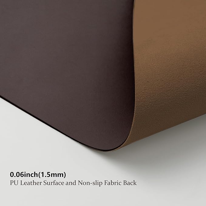 Leather Desk Mat - Non-Slip PU Desk Pad for Office and Home - Desk Organization and Accessories - Ideal for Large Mouse Pad and Desk Mats on Top of Desks (Coffee,27.6"x 13.8")