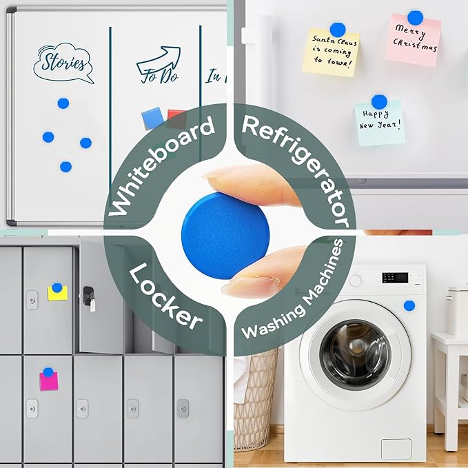 Fridge Magnets, 30 PCS Magnet Refrigerator Magnets Small Magnets for Whiteboard, Round Strong Magnets Heavy Duty Magnets Cute Mini Whiteboard Magnets for Fridge Locker Classroom Office (Blue)
