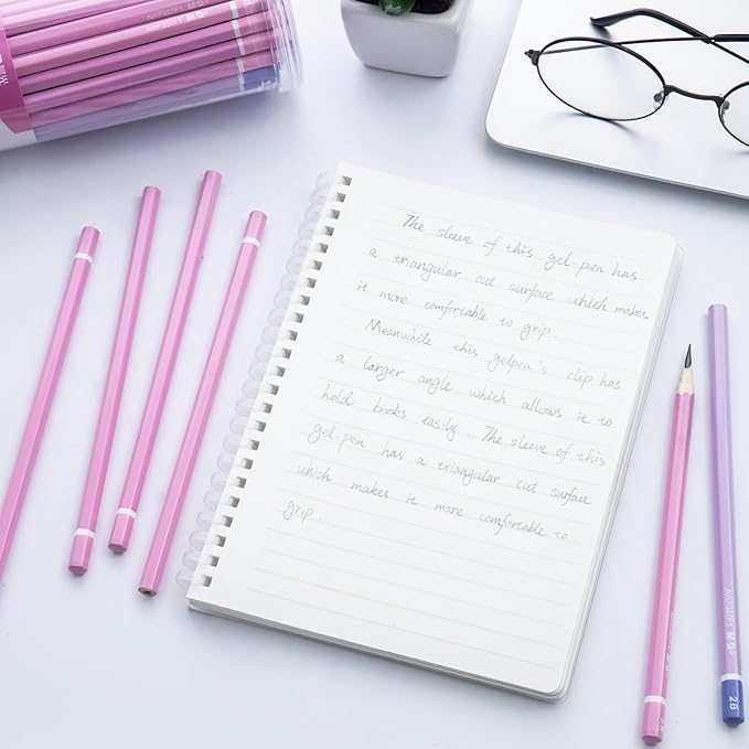 M&G 50 Pcs Hexagon Colored Pencils for Kids, Pink Unsharpened HB Pencils Graphite Wood Pencils with smooth writing for School, Office Supplies, Painting, Sketching, Weddings, Party