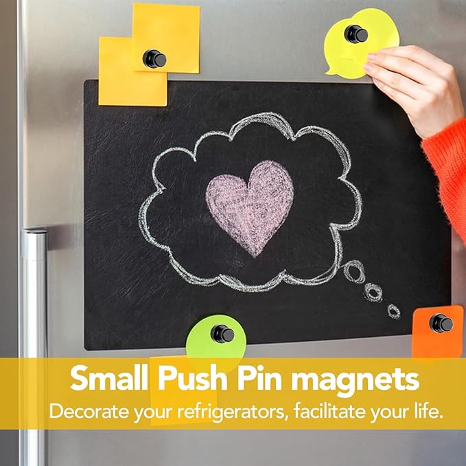 LOVIMAG Refrigerator Magnets, 56 Pcs Fridge Magnets Black Strong Magnet for Whiteboard, Small Neodymium Magnet for Fridge, Push Pins Magnetic Ideal for Kitchen, Office, Map Decorative