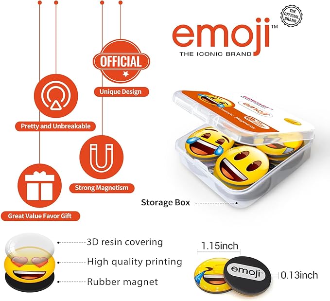 MORCART 16pcs Emoji Fridge Magnets Cute Refrigerator Magnets for Locker, Whiteboard, Decorative Classroom, Kitchen, Office Gifts for Teachers Family and Friends