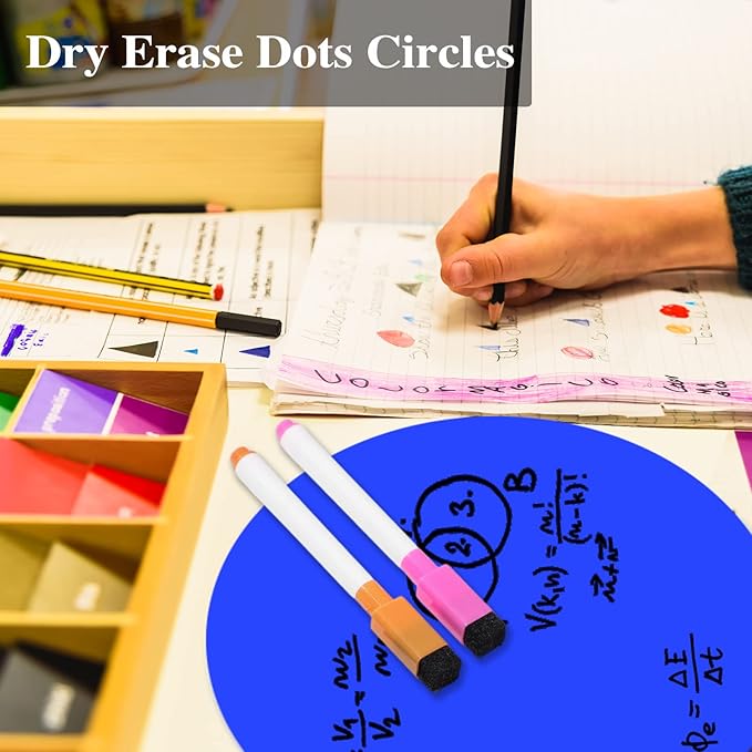 10 Pcs 11 Inch Dry Erase Dots Circles,Whiteboard Marker Removable Vinyl Stickers,Spots Wall Decals for Classroom,Drills and Training School Teaching Progress(10 Colors)