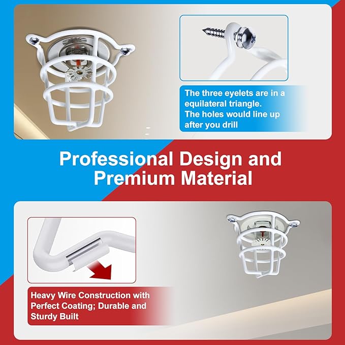 (8 Pack) Fire Sprinkler Head Protector Guard for Both 1/2" & 3/4" Sprinkler Head for Protecting Flush Mount & Side Wall & Semi - Recessed Sprinkler Head Cover Cage