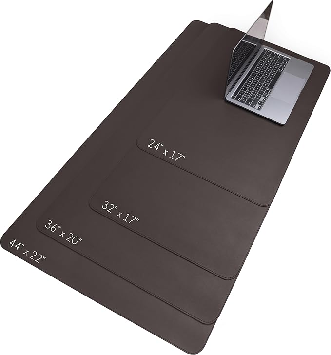 Vine Creations Leather Desk Mat Large 44" x 22", Desk Protector Mat, PU Leather Desk Pad, Non-Slip Large Mouse Pad, Desk Blotter, Desk Pads on Top of Desks, Office Desk Matt for Desktop (Dark Brown)