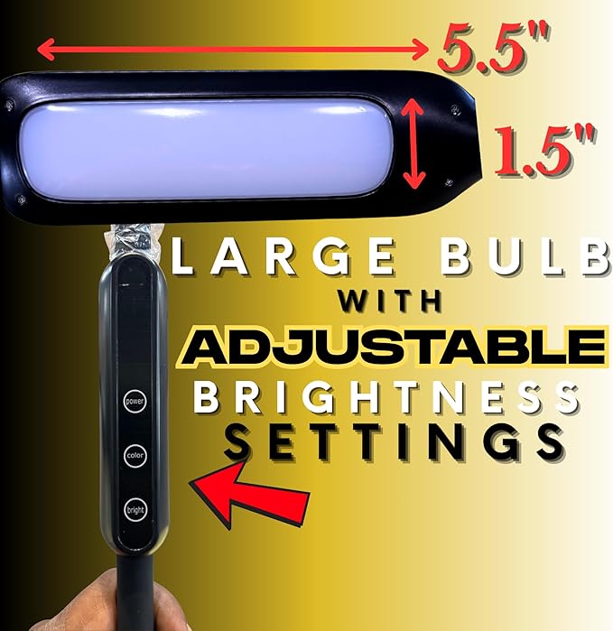 LED Table Light with Clamp, Gooseneck Lamp with Adjustable Brightness, White