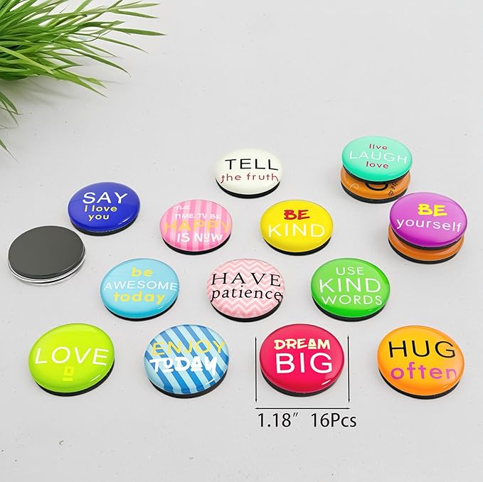 Cute Fridge Magnets, Round Crystal Glass Refrigerator Magnetic for Kitchen & Office Whiteboard Locker Accessories (16Pcs Hug)