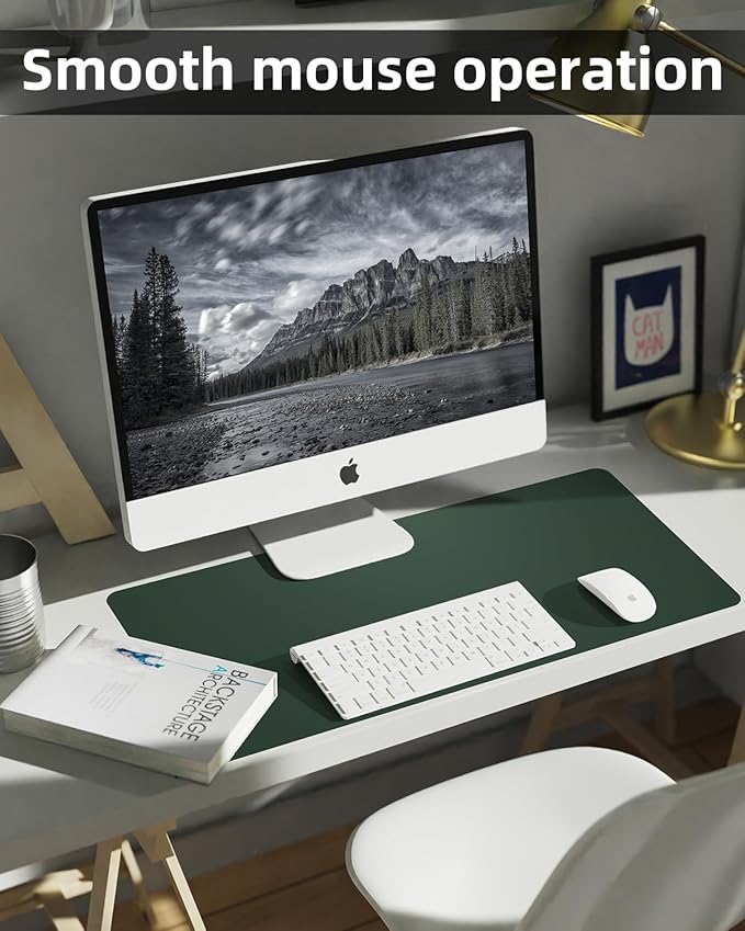 Leather Desk Pad Protector,Desk Cover mat,Office Desk mat,Laptop Mat for Desk, Non-Slip Desk Blotter,Waterproof Desk Writing Pad for Office/Home(23.6"x13.8",Dark Green)