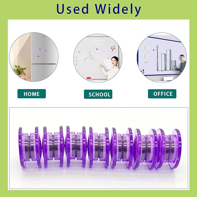 Fridge Magnets - 42 Pack Strong Refrigerator Magnets, Heavy Duty Small Magnets for Whiteboard, Locker, Crafts, Office, Classroom Use - Clear Decorative Cute Round Mini Magnet for Fridge, Purple