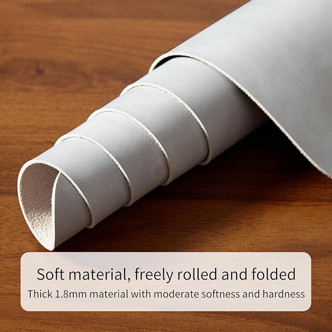 Crazy Horse Leather Desk Mat Large Mouse Pad Laptop Desk Pad Waterproof Non-Slip Table Blotter Desktop Writing Pad for Office and Home (Light Grey, 120x43cm)