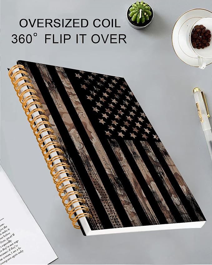 iampanda Spiral Journal Notebook,Strong Twin-Wire Binding with Premium Paper for Girl Women,Cool Camo Design 60 Sheets A5 College Ruled Notebook/Journal,Perfect for School Office Home Gifts,Camouflage