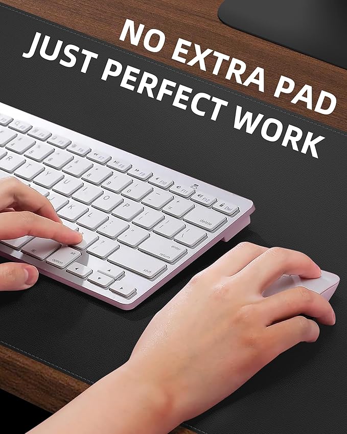 Extra Large Desk Pad Mat - Waterproof Mouse Pad & Desk Protector, Non-Slip XXL PU Leather Gaming Mat for Keyboard/Mouse, Stitched Edge with Ergonomic Support, 47.2"x23.6" (Black)
