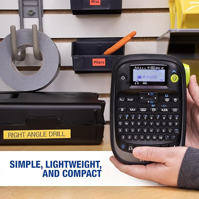 LABELWORKS Epson LW-PX300VP Industrial Label Maker Complete Kit - with Accessories, Sticker Labels, Magnetic Tape Compatible, Only Uses 203 & 205 Shrink Tube Tapes, Portable Handheld Printer