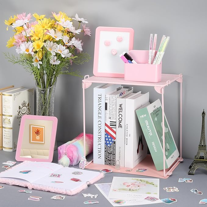 abcGoodefg 25 PCS Pink School Locker Accessories Kit for Girls with Locker Shelf Include Magnetic Mirror and Whiteboard Pen Holder Marker Rug Magnets Fur Pencil Bag and Secret Notebook