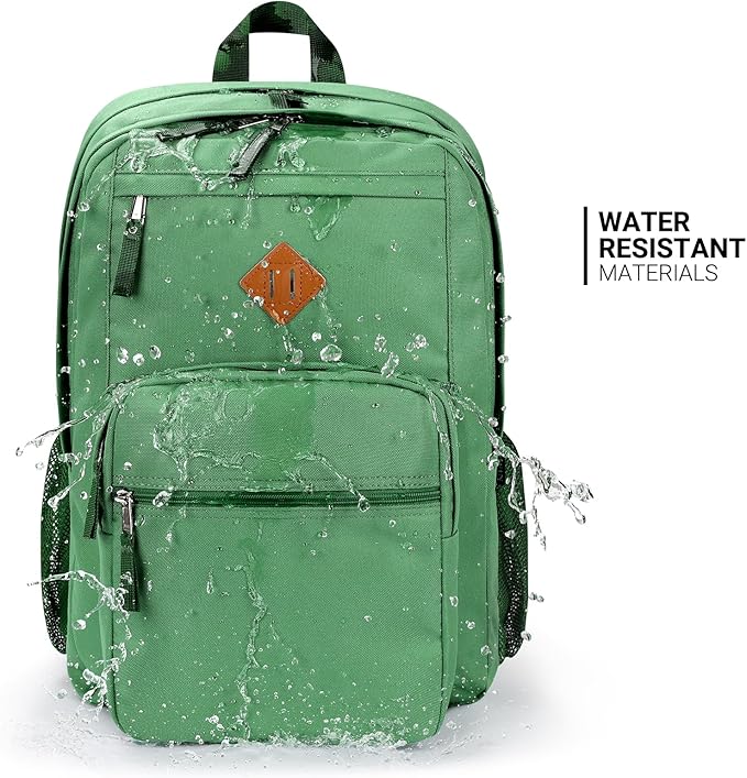 ZORFIN 26L Backpack for School, College, and Travel: Water Resistant Bookbag with 8 Compartments - Lemon Green