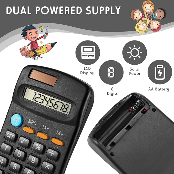 Flutesan 24 Pieces Basic Mini Calculators Bulk for Students Small Pocket Size Hand Held Calculators Desktop School Supplies for Classroom Desktop Home High School College Office(Black)