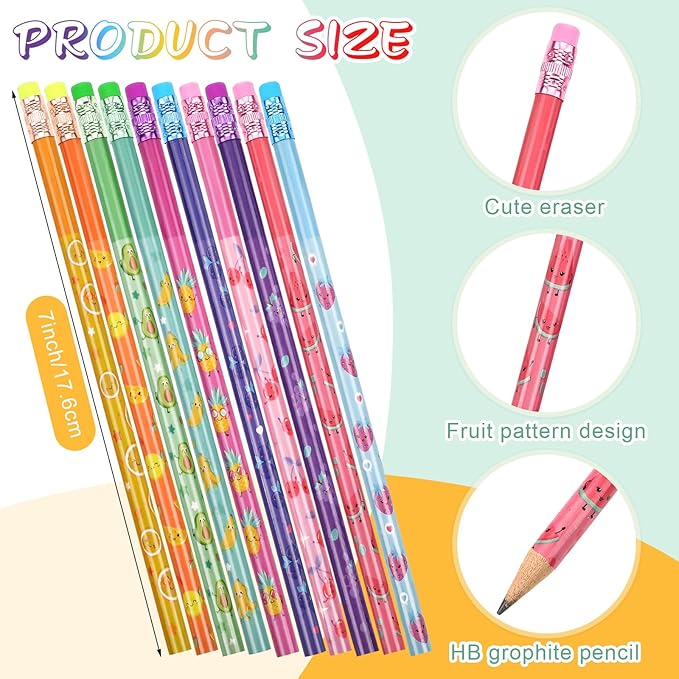 Teling 80 Pcs Scented Bookmarks and Smelly Pencils with Cute Toppers Set Fun Pencils Fruit Food Theme Scratch and Sniff Bookmarks Cartoon Pen Toppers for Kids Students Supplies(Cute Style)