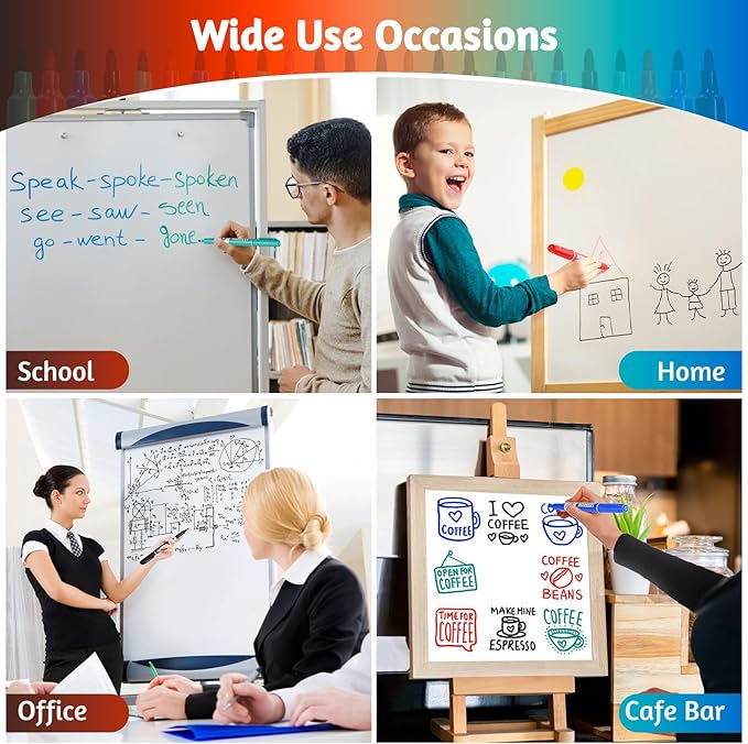 Dry Erase Markers, Fine Tip Whiteboard Marker, Low Odor Dry Markers with Pen Clip, Fine Point Maker, 36 pack 12 Assorted Colors Markers for Students/Teachers