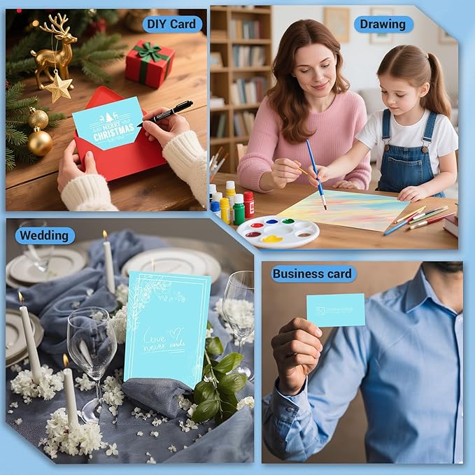 Blue Cardstock 8.5 x 11, Thick Printer Paper 75 lb/200 gsm, 80 Sheets Card Stock Blue, Heavy Card stock, Art CardStock Paper for Invitations, Diy Cards, Business Cards, Menus, Crafts, Drawing etc
