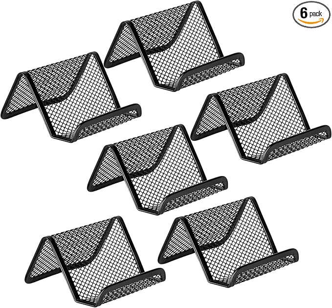 Business Card Holder for Desk, Office Desktop Business Card Display Holder, Mesh Business Card Holder, Desk Accessories for Women and Men,Black ( 6 Pack )