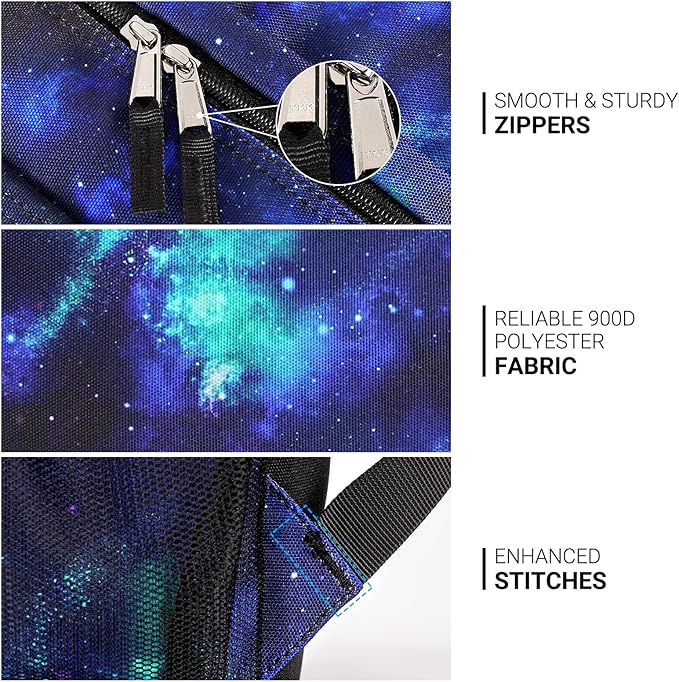ZORFIN 26L Backpack for School, College, and Travel: Water Resistant Bookbag with 8 Compartments - Cyberspace Galaxy