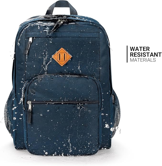 ZORFIN 26L Backpack for School, College, and Travel: Water Resistant Bookbag with 8 Compartments - Steel blue