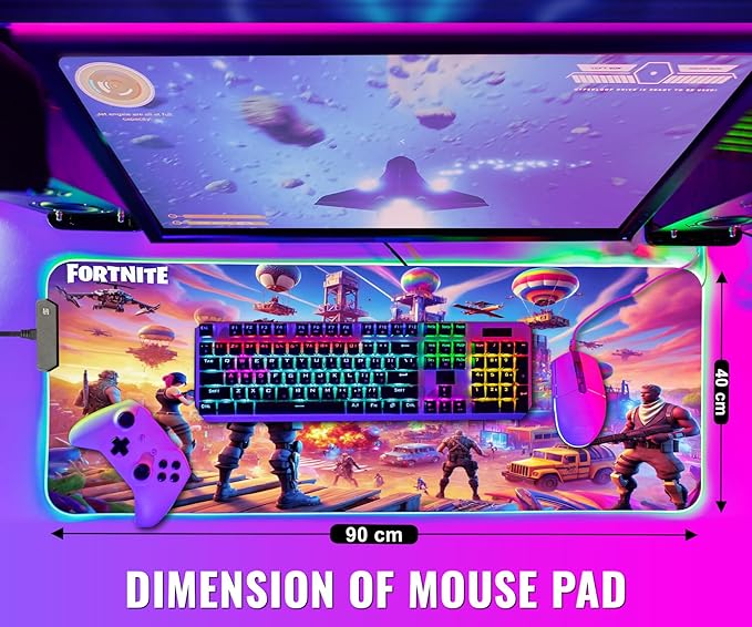 Gaming Mouse Pad - Desk Mat Gaming Mouse Pad , Medium Extra Large Extended Big Long Huge XL XXL and XXXL RGB LED Light Mousepad For a Computer , PC Mats Mousepads Battle Royale Frenzy